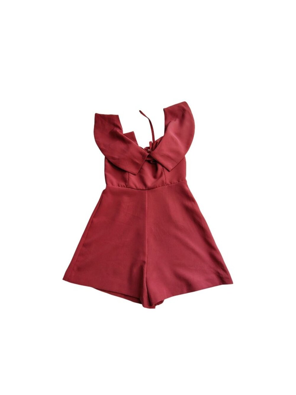 GB Womens Off-Shoulder Maroon Romper Size Small Polyester Blend Zipper closure